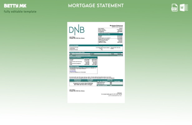 модерен стил Норвешка DNB банка изјава за хипотека Шаблон Word и PDF шаблон